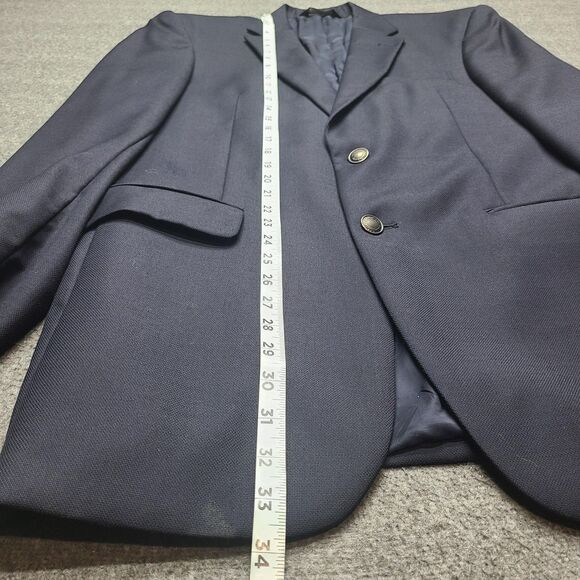 Jos A Bank Blazer Mens 40 Long Navy Blue Tailored Fit Wool Traveler's Collection - Picture 3 of 10